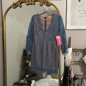 Blue/ tan formal dress